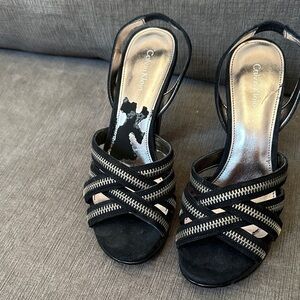 Calvin Klein Black and Silver Strappy Heels